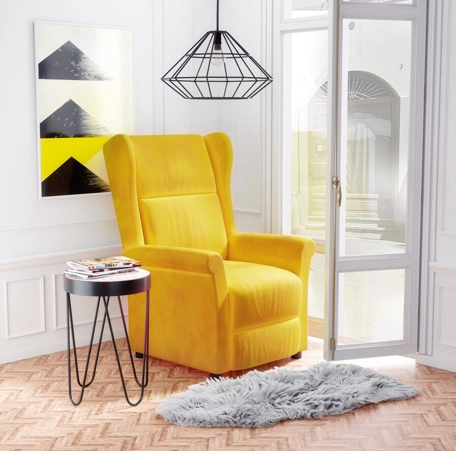 Lounge Chair Caen | size: Width: 75cm, Height: 107cm, Depth: 92cm | color: Yellow | image: 8 | variant: 1002667