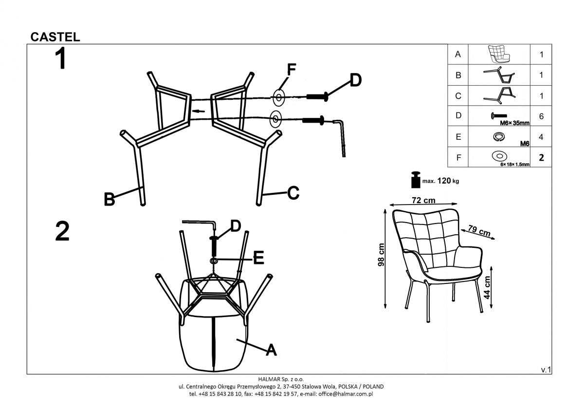 Lounge Chair Castel 2 | size: Width: 71cm, Height: 97cm, Depth: 79cm | color: Blue | image: 3 | variant: 1004599