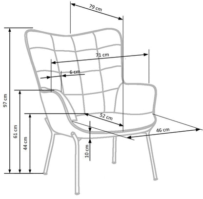 Lounge Chair Castel | size: Width: 71cm, Height: 97cm, Depth: 79cm | color: Blue | image: 2 | variant: 1004605