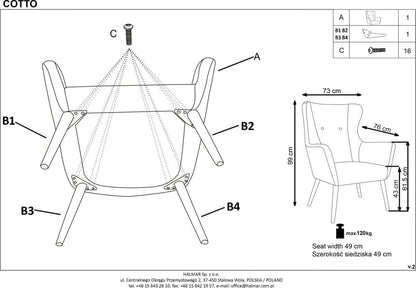 Lounge Chair Cotto | size: Width: 73cm, Height: 99cm, Depth: 76cm | color: Blue | image: 10 | variant: 1004627