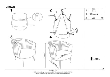 Lounge Chair Crown | size: Width: 78cm, Height: 80cm, Depth: 72cm | color: Red | image: 9 | variant: 1004629