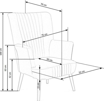 Lounge Chair Delgado | size: Width: 75cm, Height: 100cm, Depth: 70cm | color: Yellow | image: 8 | variant: 1004633
