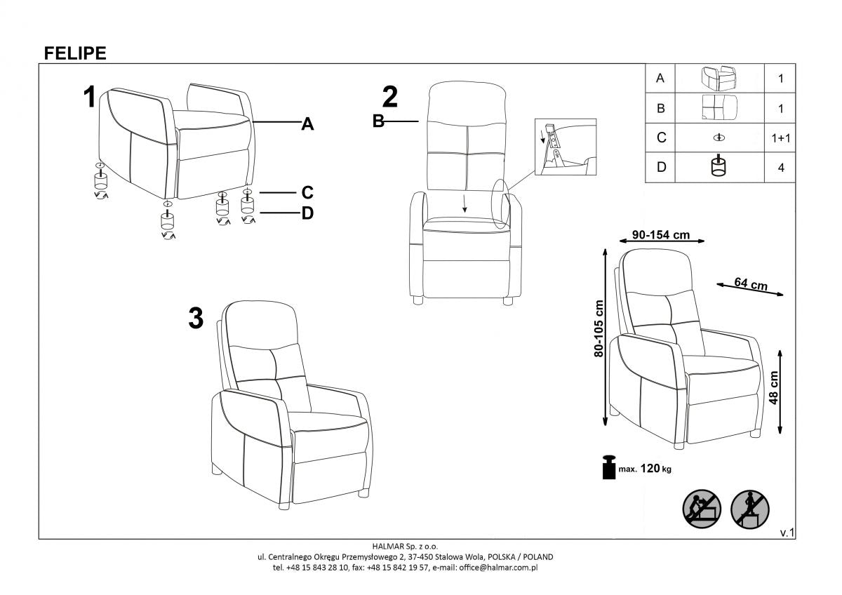 Lounge Chair Felipe | size: Width: 64cm, Height: 103cm, Depth: 84cm | color: Gray | image: 7 | variant: 1004655