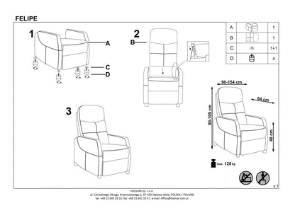 Lounge Chair Felipe | size: Width: 64cm, Height: 103cm, Depth: 84cm | color: Gray | image: 7 | variant: 1004655