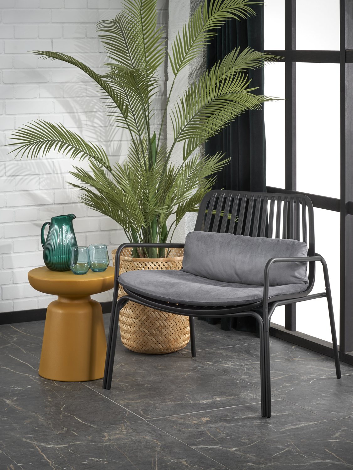 Lounge Chair Foggia | size: Width: 77cm, Height: 75cm, Depth: 66cm | color: Black/Grey | image: 2 | variant: 1002785