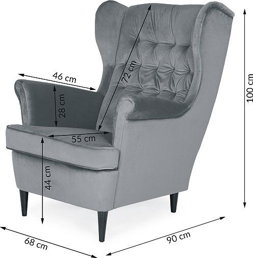 Lounge Chair Harry 1 | size: Width: 68cm, Height: 101cm, Depth: 90cm | color: Gray | image: 3 | variant: 1004996