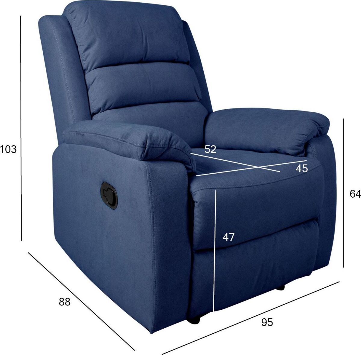 Lounge Chair Lincoln | size: Width: 88cm, Height: 103cm, Depth: 95cm | color: Blue | image: 5 | variant: 1001035