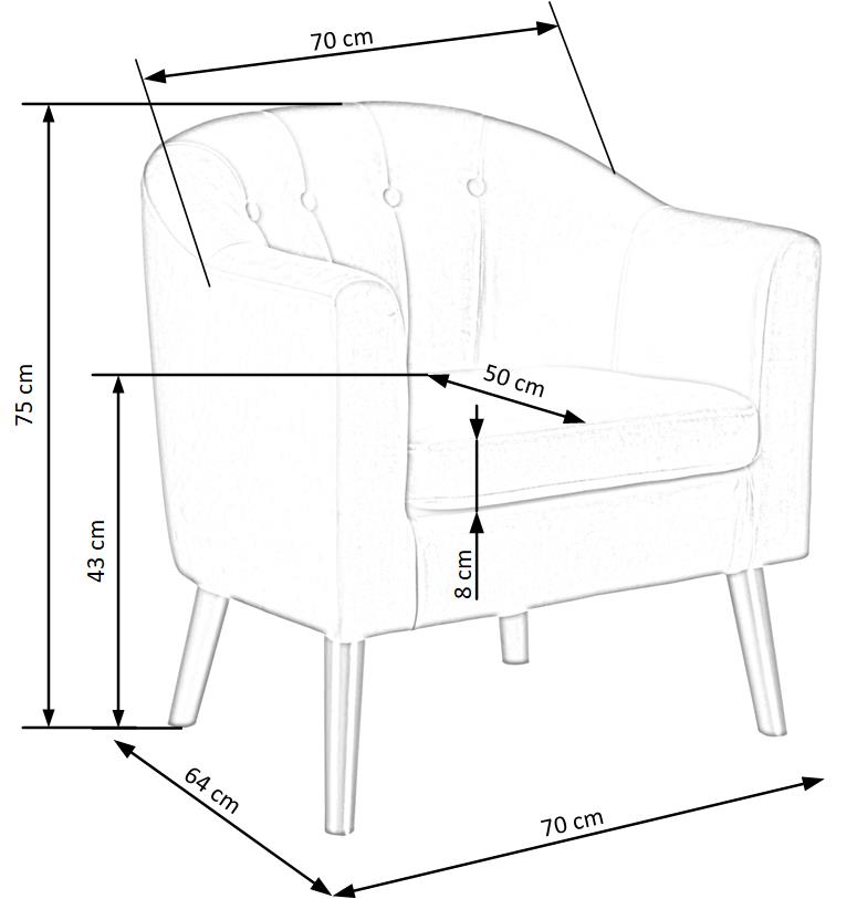 Lounge Chair Livorno | size: Width: 70cm, Height: 75cm, Depth: 64cm | color: Gray | image: 3 | variant: 1002777