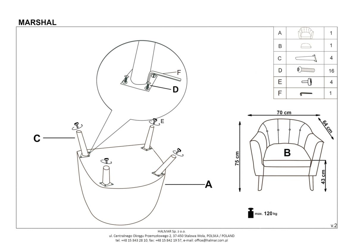 Lounge Chair Marshal | size: Width: 70cm, Height: 75cm, Depth: 64cm | color: Gray | image: 4 | variant: 1004672