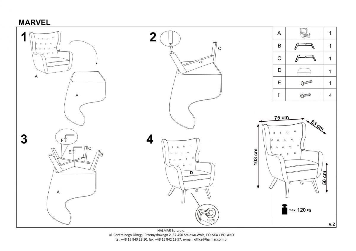 Lounge Chair Marvel | size: Width: 75cm, Height: 103cm, Depth: 83cm | color: Gray | image: 5 | variant: 1004675