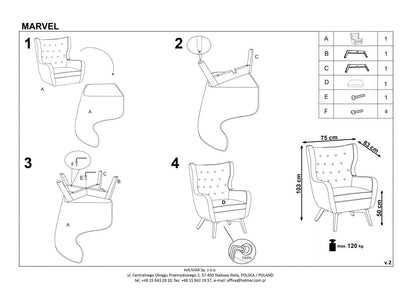 Lounge Chair Marvel | size: Width: 75cm, Height: 103cm, Depth: 83cm | color: Gray | image: 5 | variant: 1004675