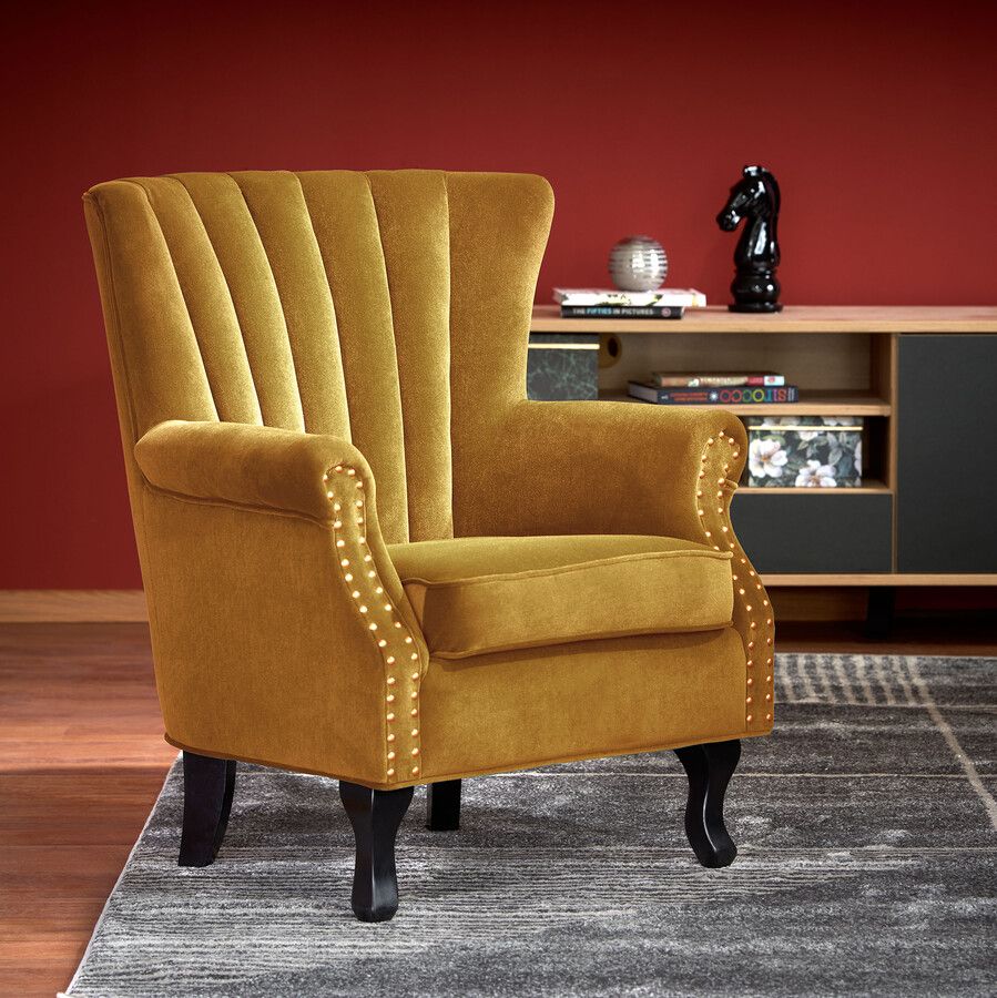 Lounge Chair Oristano | size: Width: 73cm, Height: 87cm, Depth: 70cm | color: Yellow | image: 7 | variant: 1002836