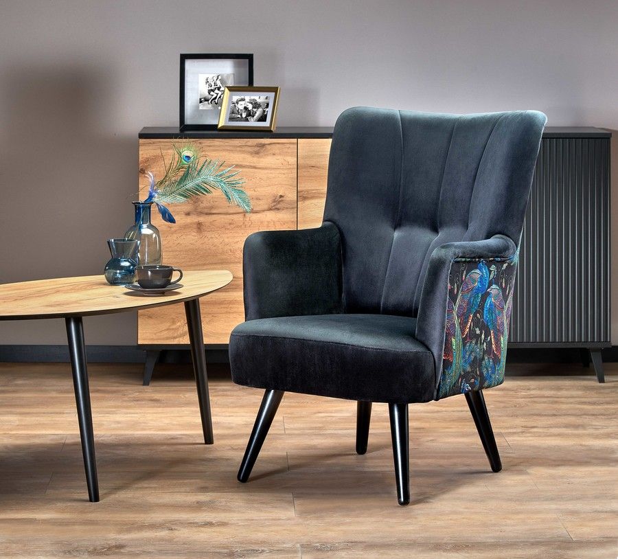 Lounge Chair Pagoni | size: Width: 67cm, Height: 95cm, Depth: 82cm | color: Multicolor/Black | image: 8 | variant: 1004698