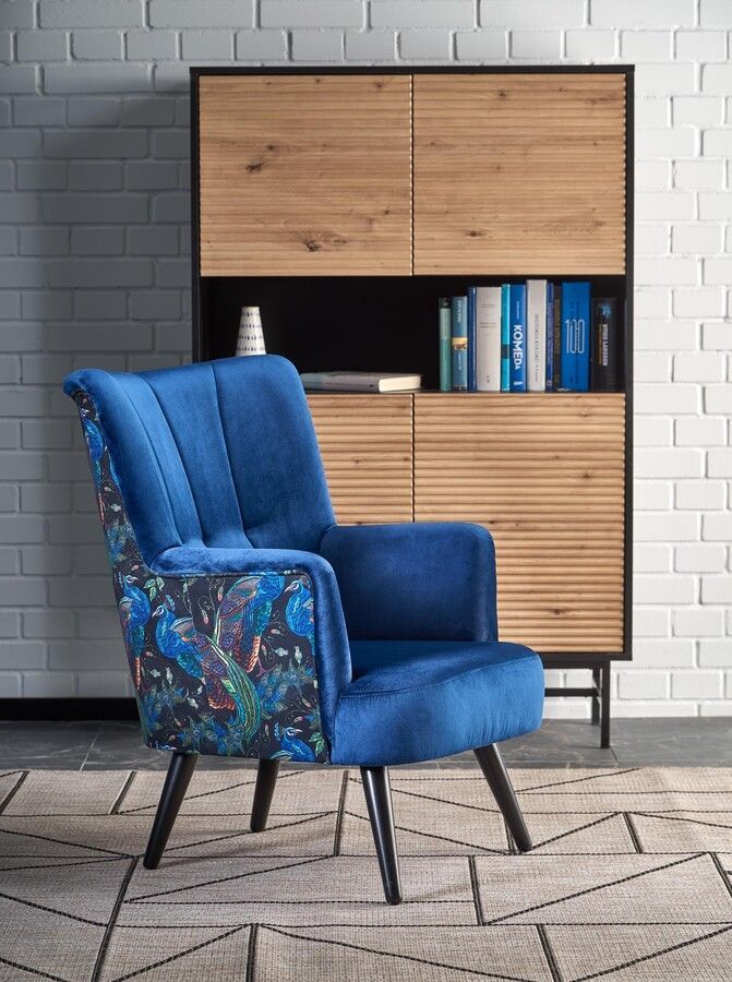 Lounge Chair Pagoni | size: Width: 67cm, Height: 95cm, Depth: 82cm | color: Multicolor/Blue | image: 8 | variant: 1004699