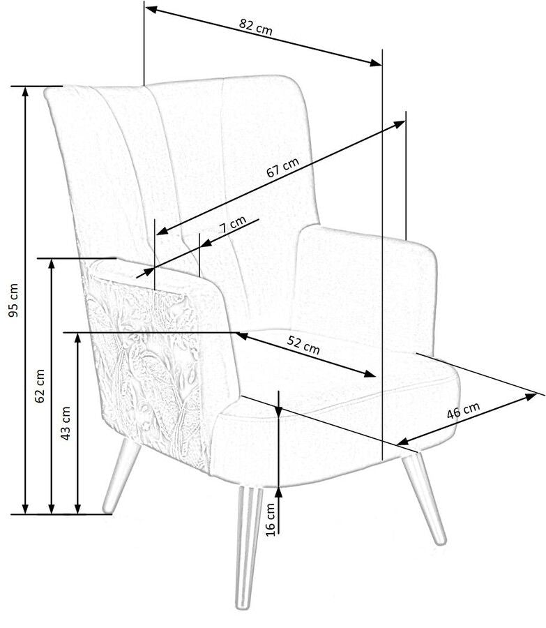 Lounge Chair Pagoni | size: Width: 67cm, Height: 95cm, Depth: 82cm | color: Multicolor/Blue | image: 9 | variant: 1004699