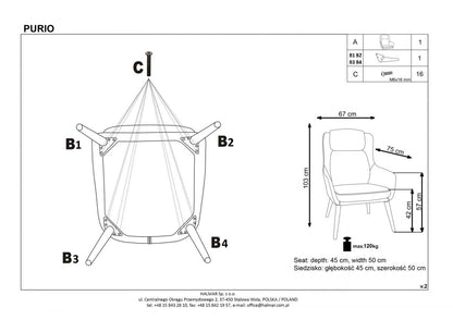 Lounge Chair Purio | size: Width: 67cm, Height: 103cm, Depth: 75cm | color: Grey/Blue | image: 8 | variant: 1004706