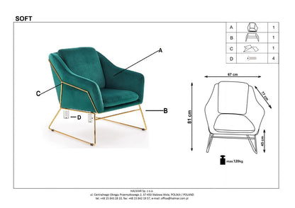 Lounge Chair Soft 3 | size: Width: 69cm, Height: 81cm, Depth: 76cm | color: Blue | image: 7 | variant: 1004726