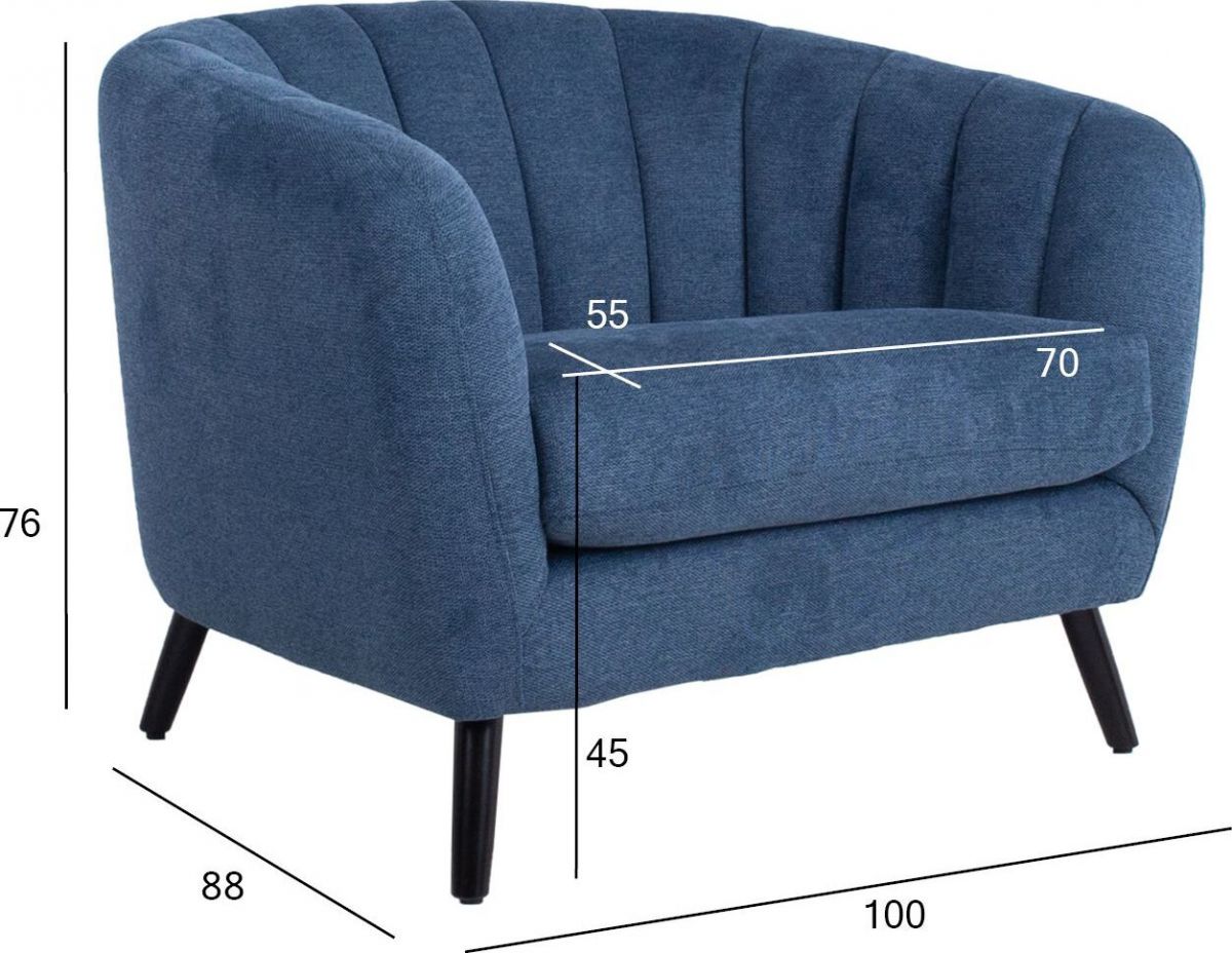 Lounge Chair Stratford | size: Width: 100cm, Height: 76cm, Depth: 88cm | color: Blue | image: 6 | variant: 1001051