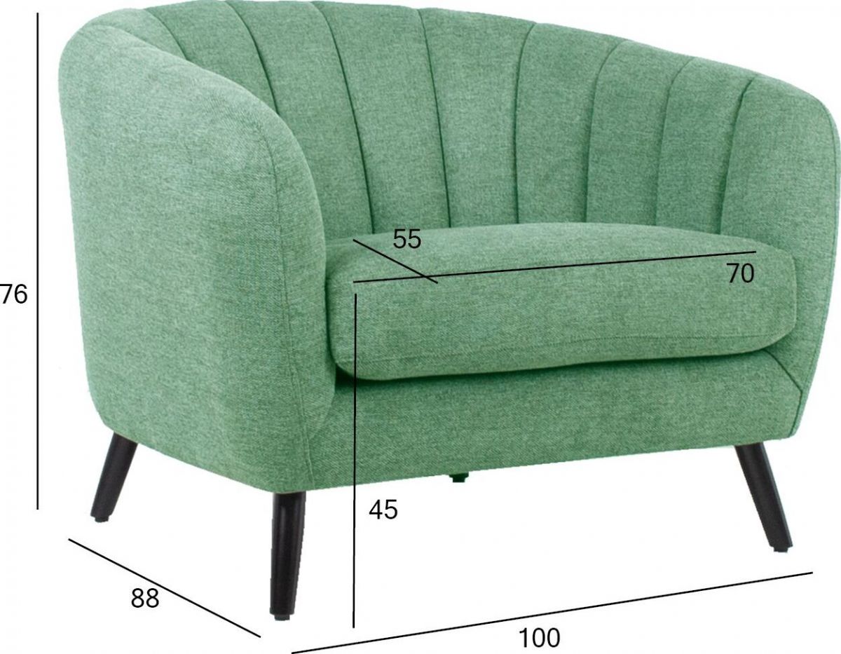 Lounge Chair Stratford | size: Width: 100cm, Height: 76cm, Depth: 88cm | color: Green | image: 9 | variant: 1001050