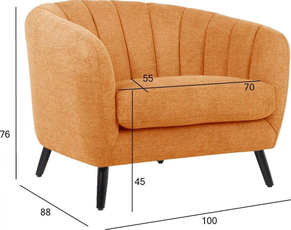 Lounge Chair Stratford | size: Width: 100cm, Height: 76cm, Depth: 88cm | color: Orange | image: 9 | variant: 1001052