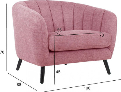 Lounge Chair Stratford | size: Width: 100cm, Height: 76cm, Depth: 88cm | color: Pink | image: 10 | variant: 1001049
