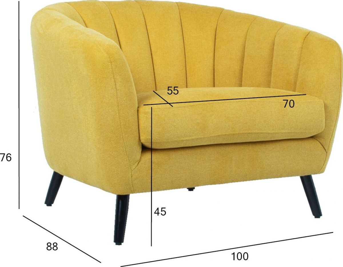Lounge Chair Stratford | size: Width: 100cm, Height: 76cm, Depth: 88cm | color: Yellow | image: 8 | variant: 1001048