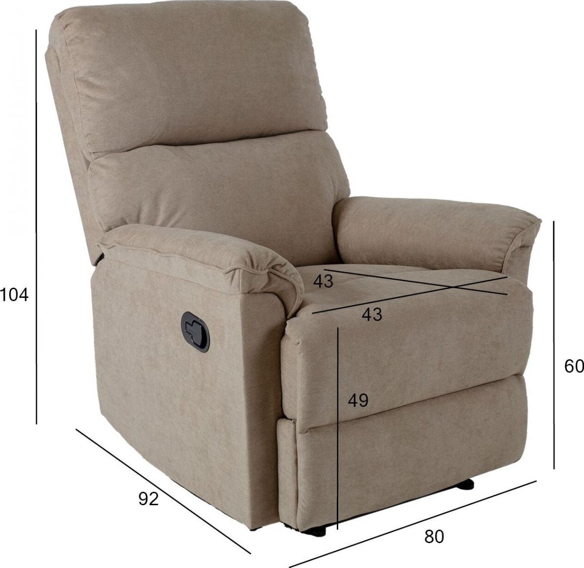 Lounge Chair Swanage | size: Width: 80cm, Height: 104cm, Depth: 92cm | color: Beige | image: 5 | variant: 1001006