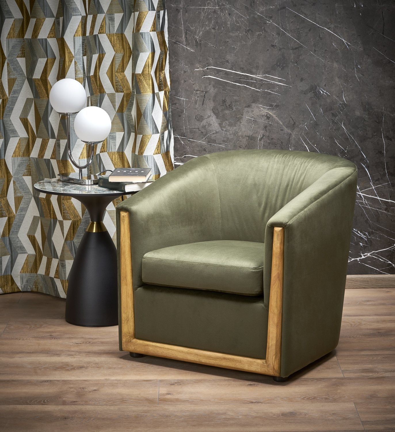 Lounge Chair Trieste | size: Width: 71cm, Height: 71cm, Depth: 72cm | color: Green | image: 2 | variant: 1002745