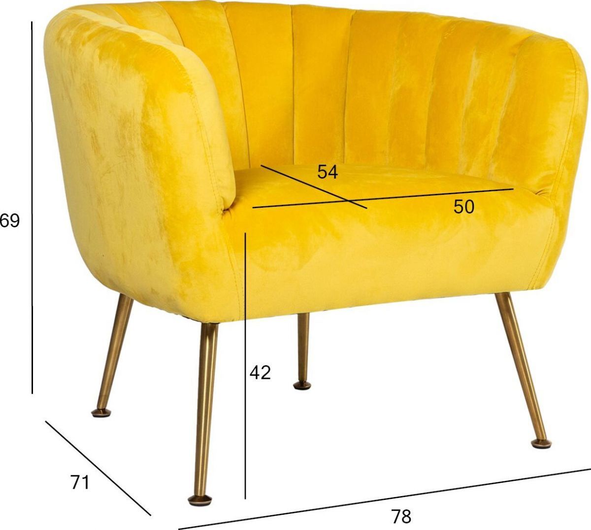 Lounge Chair Tucker | size: Width: 78cm, Height: 69cm, Depth: 71cm | color: Yellow | image: 4 | variant: 1004929