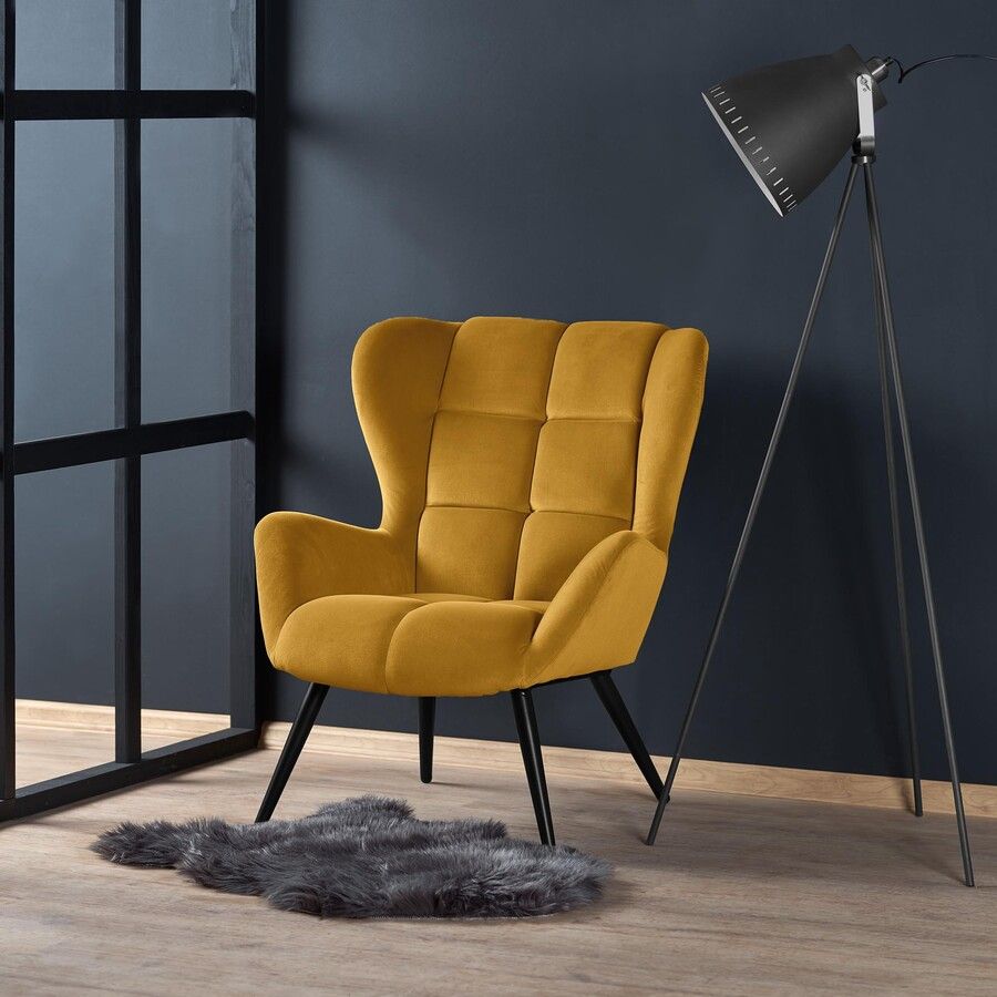 Lounge Chair Tyrion | size: Width: 75cm, Height: 91cm, Depth: 86cm | color: Yellow | image: 7 | variant: 1004738