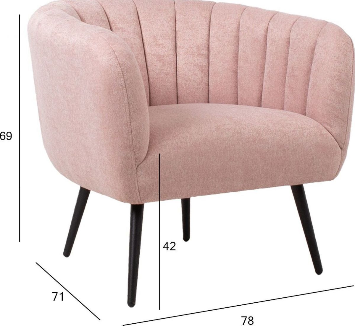 Lounge Chair Upton | size: Width: 78cm, Height: 69cm, Depth: 71cm | color: Pink | image: 6 | variant: 1001099