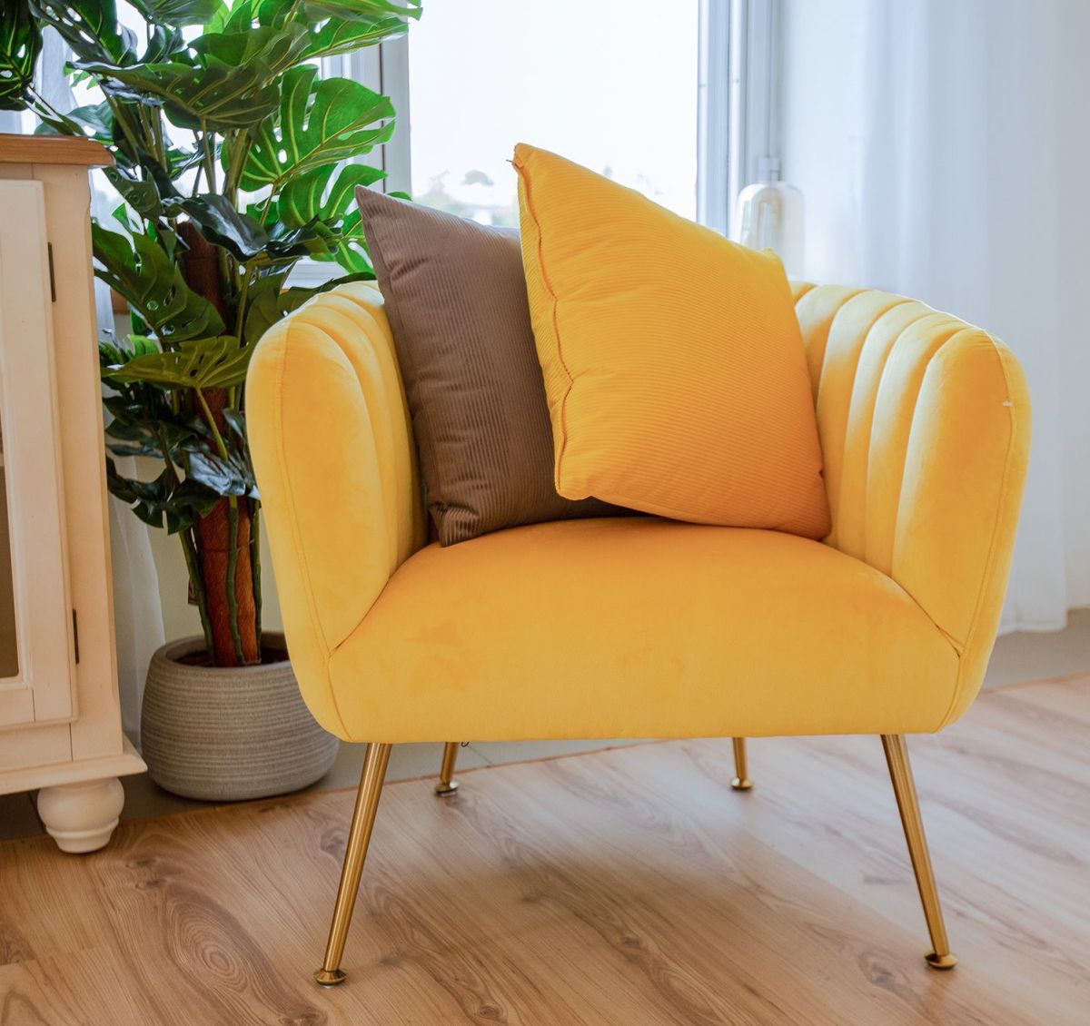 Lounge Chair Upton | size: Width: 78cm, Height: 69cm, Depth: 71cm | color: Yellow | image: 3 | variant: 1001096