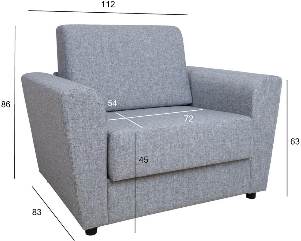 Lounge Chair Vesper | size: Width: 112cm, Height: 86cm, Depth: 83cm | color: Gray | image: 8 | variant: 1005710