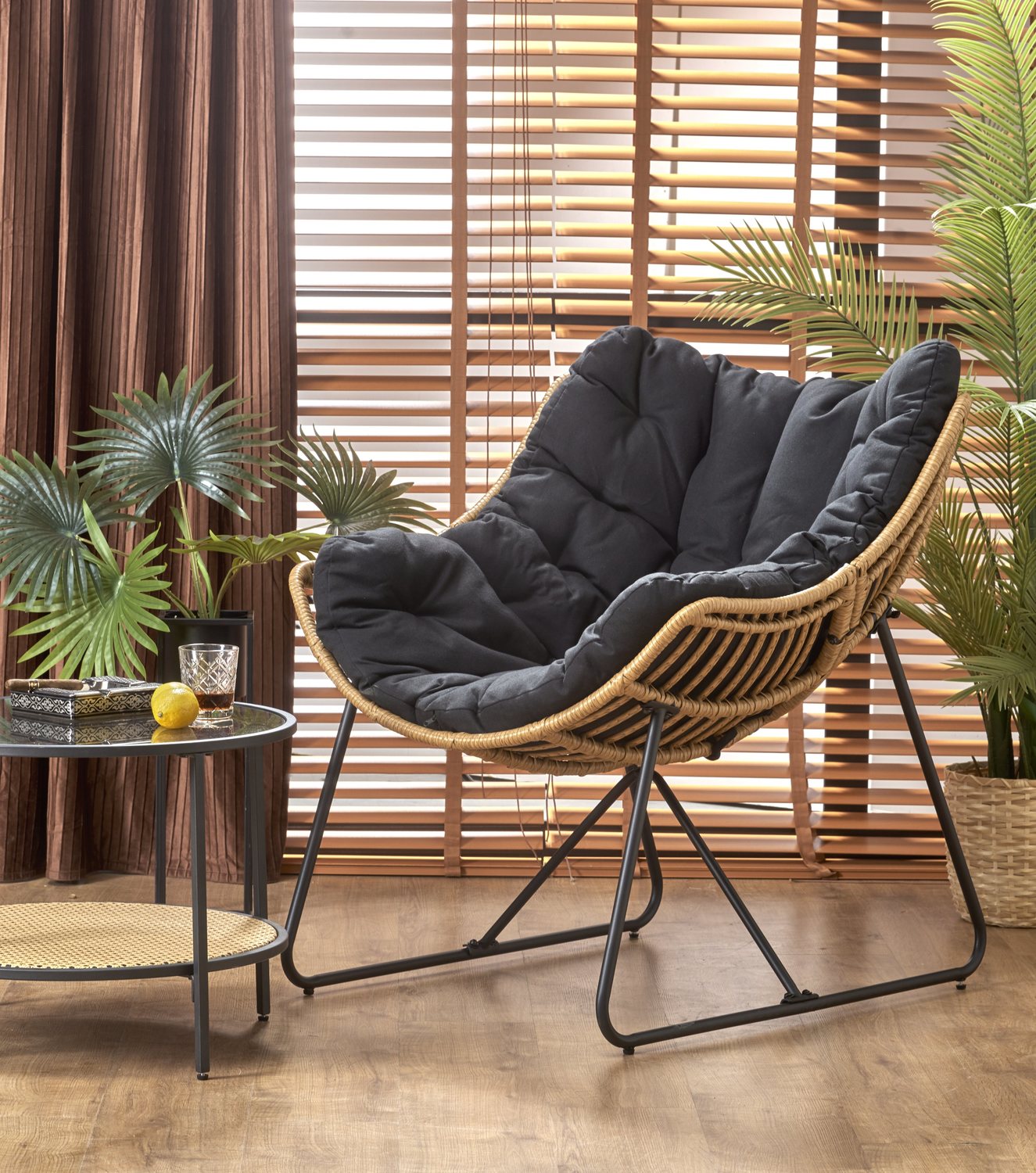 Lounge Chair West Harlech | size: Width: 81cm, Height: 90cm, Depth: 90cm | color: Brown/Black | image: 2 | variant: 1007361
