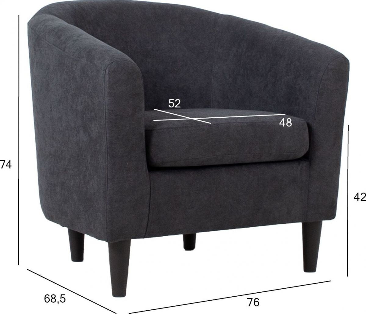 Lounge Chair Wester | size: Width: 76cm, Height: 74cm, Depth: 68.5cm | color: Gray | image: 6 | variant: 1004942