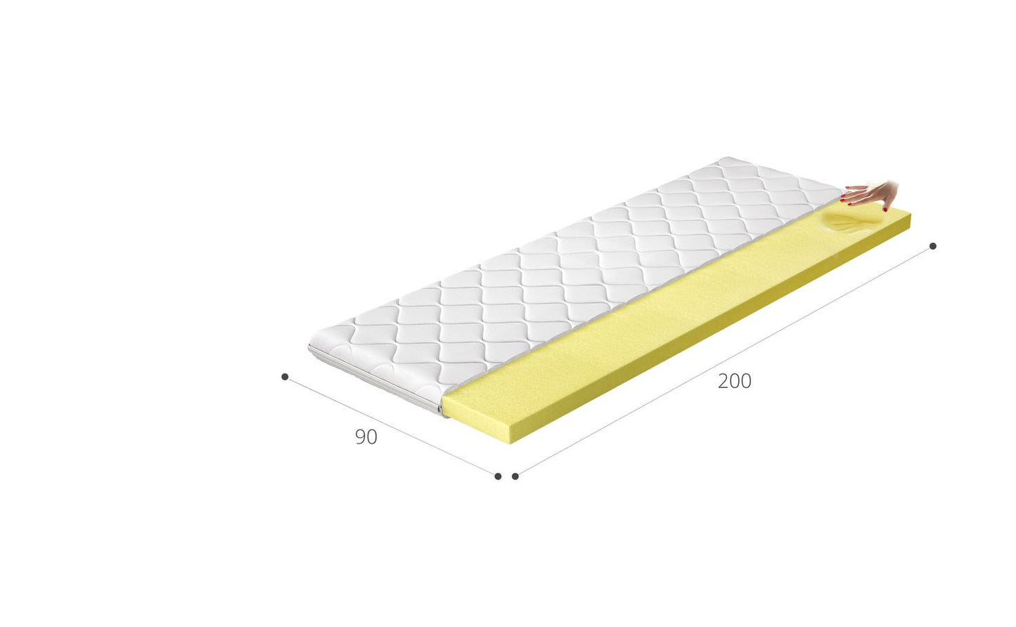 Mattress Topper Lecco 1 | size: Length: 200cm, Width: 90cm | image: 2 | variant: 1014971
