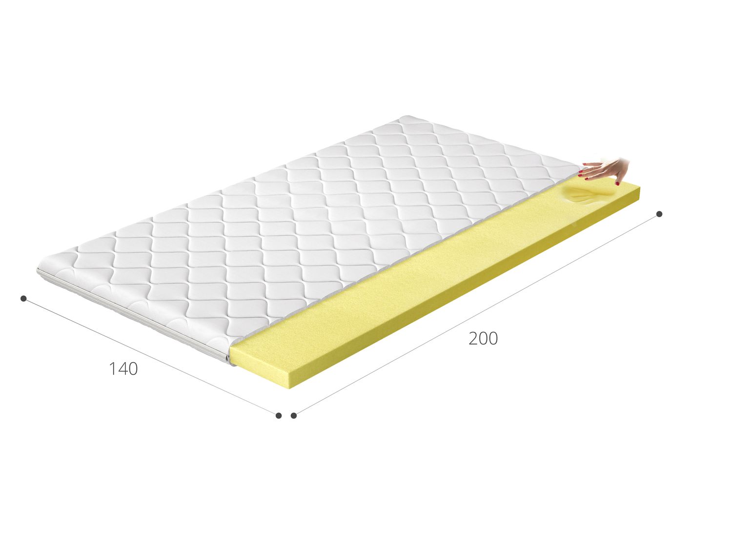Mattress Topper Visco 3 | size: Length: 200cm, Width: 140cm | image: 2 | variant: 1013993