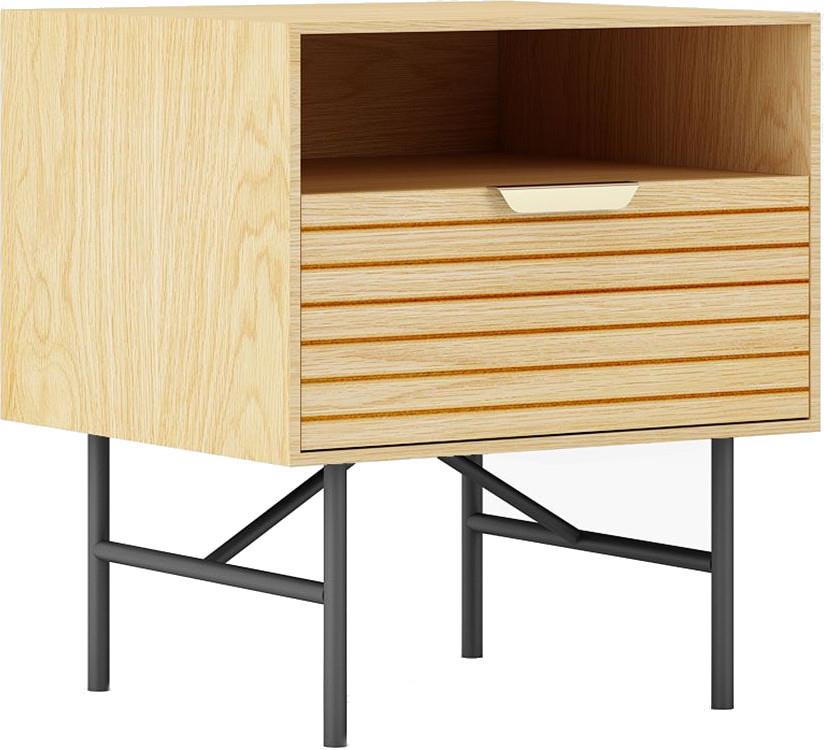 Nightstand Bassel | size: Width: 45cm, Height: 50cm, Depth: 40cm | color: Black/Oak | image: 1 | variant: 1016950