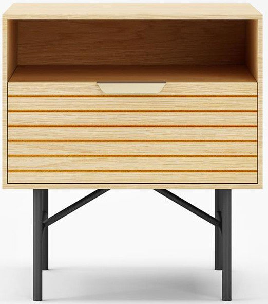 Nightstand Bassel | size: Width: 45cm, Height: 50cm, Depth: 40cm | color: Black/Oak | image: 2 | variant: 1016950