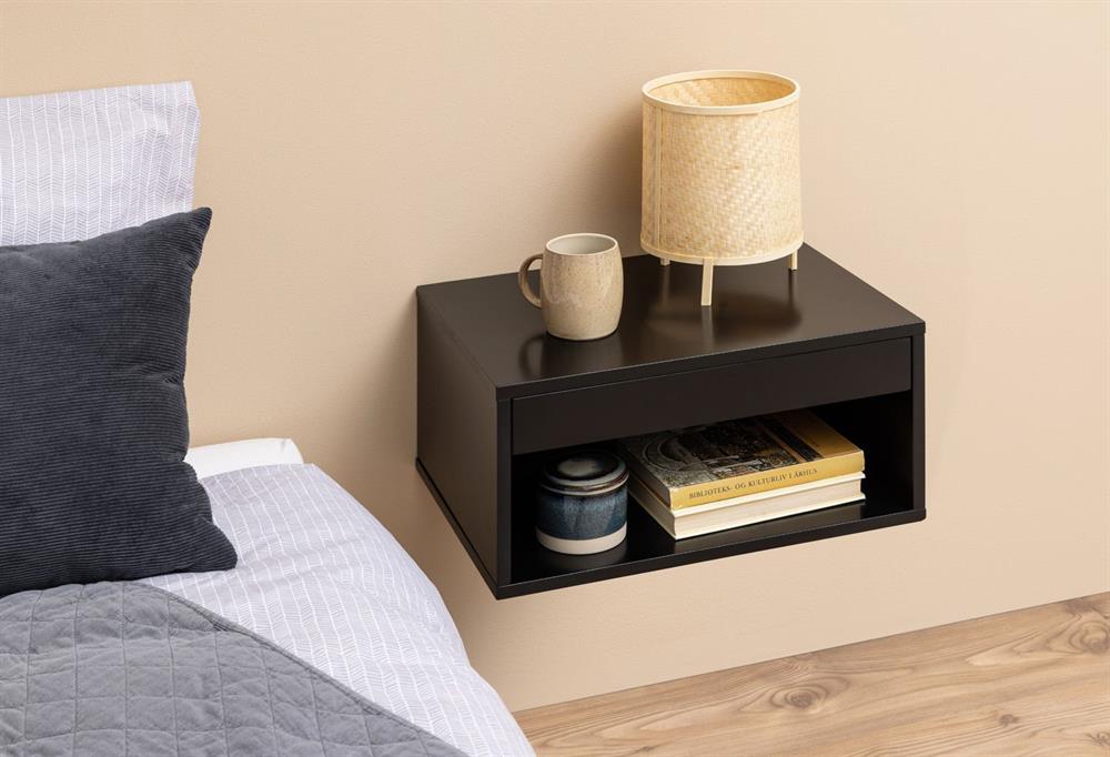 Nightstand Cholet | size: Width: 50cm, Height: 24.3cm, Depth: 35cm | color: Black | image: 6 | variant: 1002039