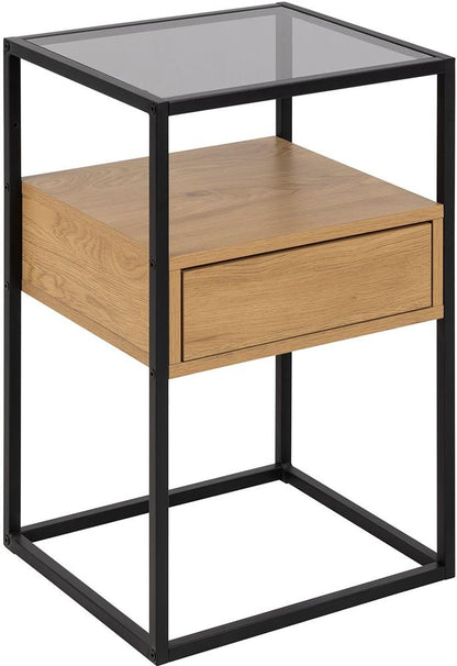 Nightstand East San Marino | size: Width: 40cm, Height: 60cm, Depth: 35cm | color: Black/Oak | image: 1 | variant: 1006080