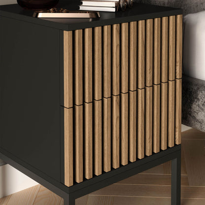 Nightstand Meorati | size: Width: 40cm, Height: 60cm, Depth: 40cm | color: Black/Oak | image: 4 | variant: 1017008