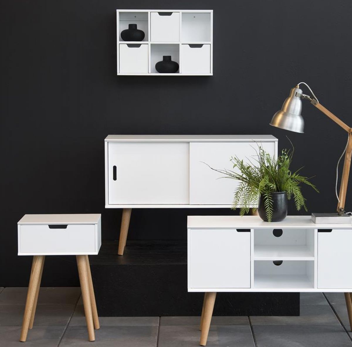 Nightstand Oakham | size: Width: 40cm, Height: 61.5cm, Depth: 30cm | color: White | image: 2 | variant: 1005205