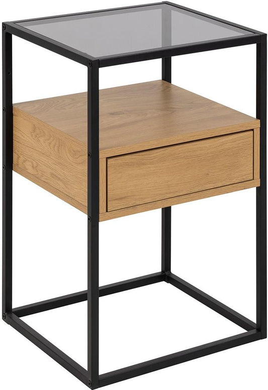 Nightstand Randolf | size: Width: 40cm, Height: 60cm, Depth: 35cm | color: Black/Oak | image: 1 | variant: 1016949