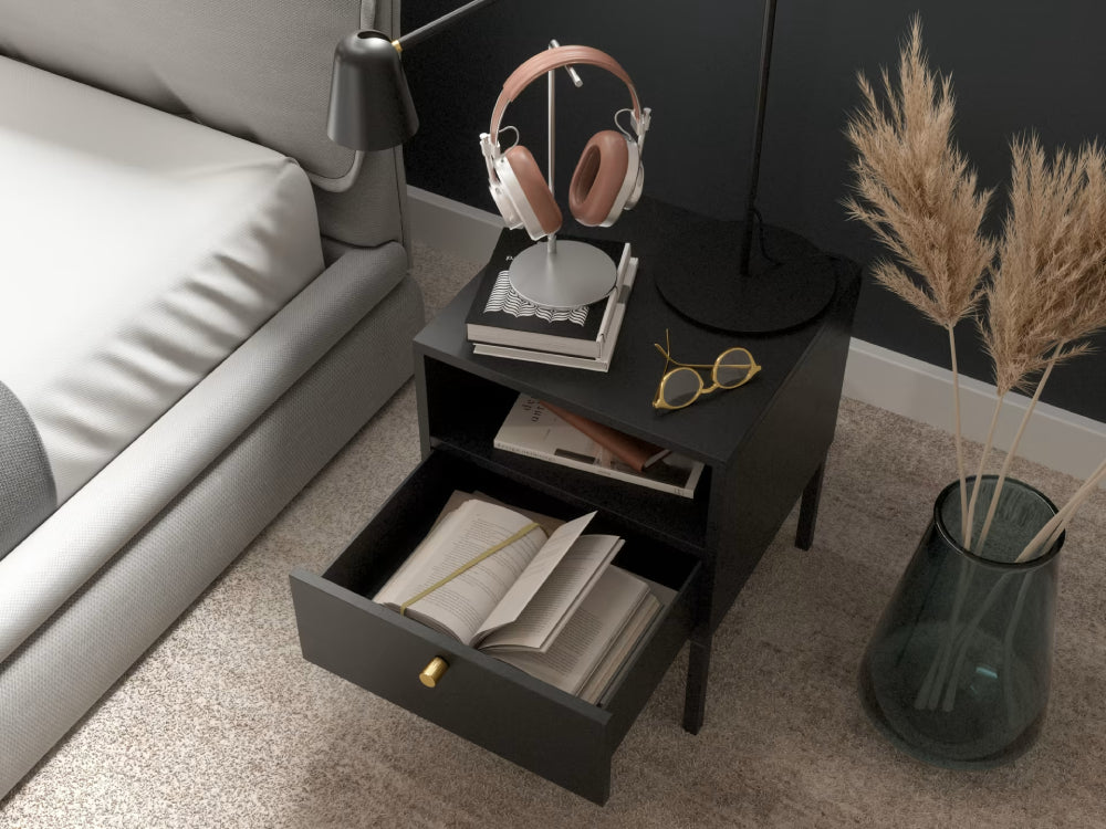 Nightstand West Cairo 1 | size: Width: 40cm, Height: 50cm, Depth: 40cm | color: Black | image: 1 | variant: 1015051