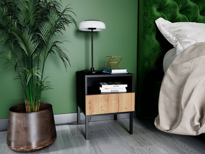 Nightstand West Cairo | size: Width: 40cm, Height: 50cm, Depth: 40cm | color: Brown/Black | image: 0 | variant: 1015050