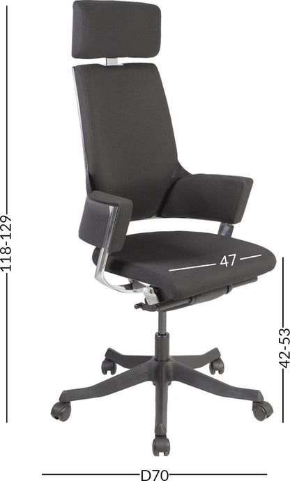 Office Chair Aberdyfi | size: Width: 60cm, Height: 116-128.5cm, Depth: 47cm | color: Black | image: 4 | variant: 1001156