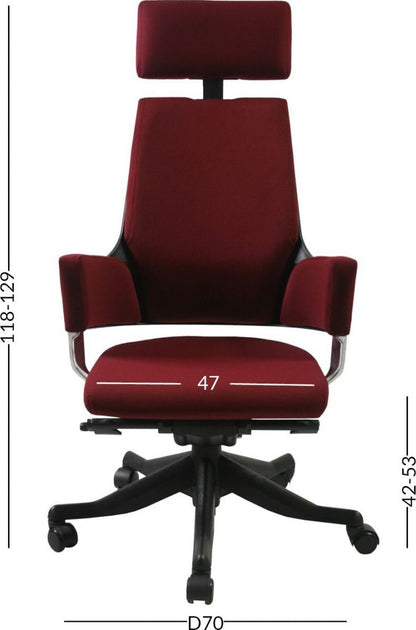 Office Chair Aberdyfi | size: Width: 60cm, Height: 116-128.5cm, Depth: 47cm | color: Red | image: 2 | variant: 1001158