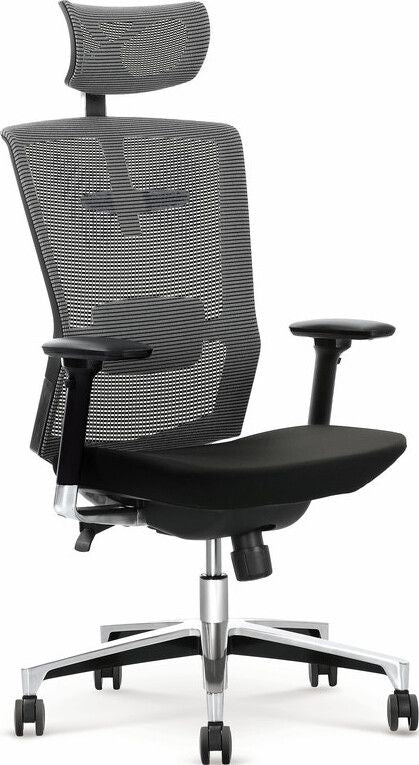 Office Chair Ambasador | size: Width: 64cm, Height: 130cm, Depth: 63cm | color: Gray | image: 1 | variant: 1011584