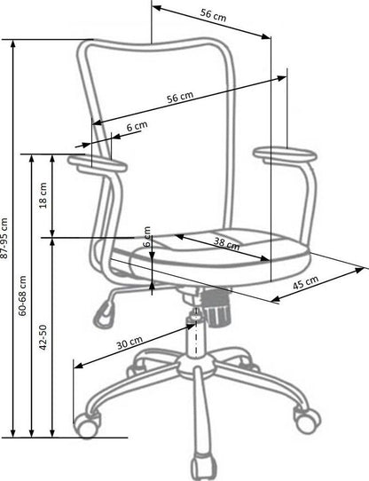 Office Chair Andy | size: Width: 56cm, Height: 95cm, Depth: 41cm | color: Black | image: 2 | variant: 1005070